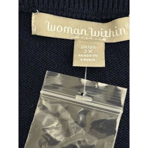 Woman Within Perfect Elbow-Length Sleeve Cardigan Navy Flower Plus Size 2X - Picture 8 of 11